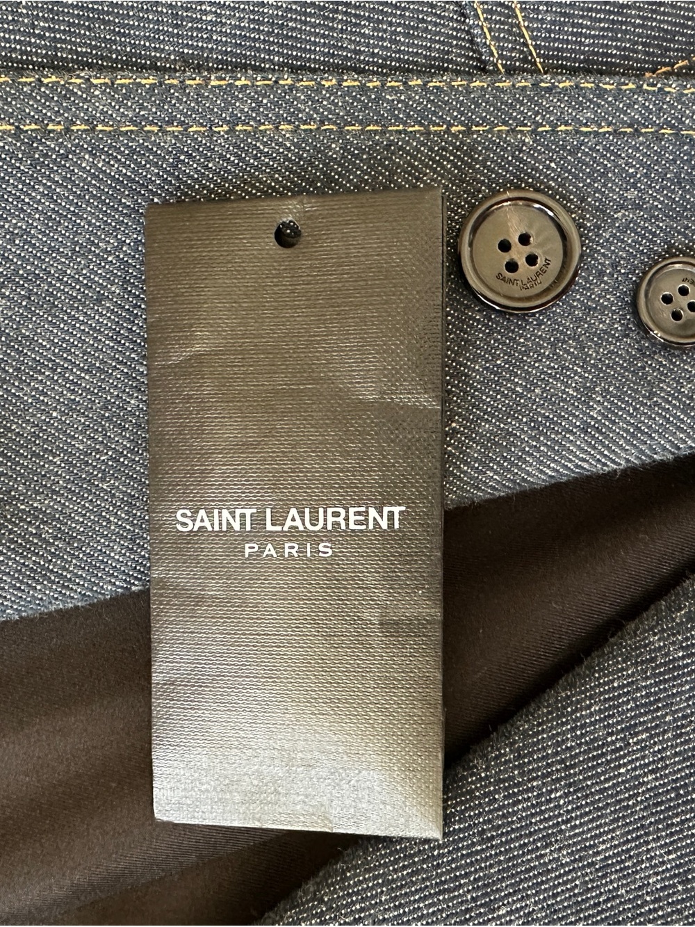 Saint Laurent Dark Blue Cropped Denim Blazer - Picture 16 of 16